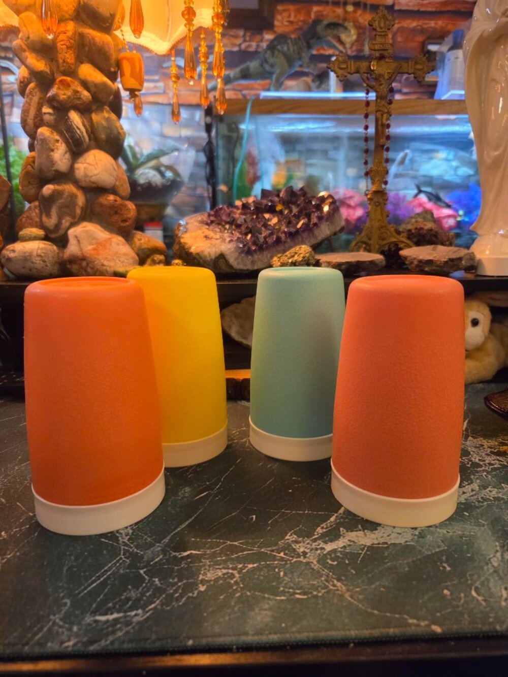 Set of 4 Therm-O-Ware Bolero Tumblers Retro Mid Century Insulated Cups